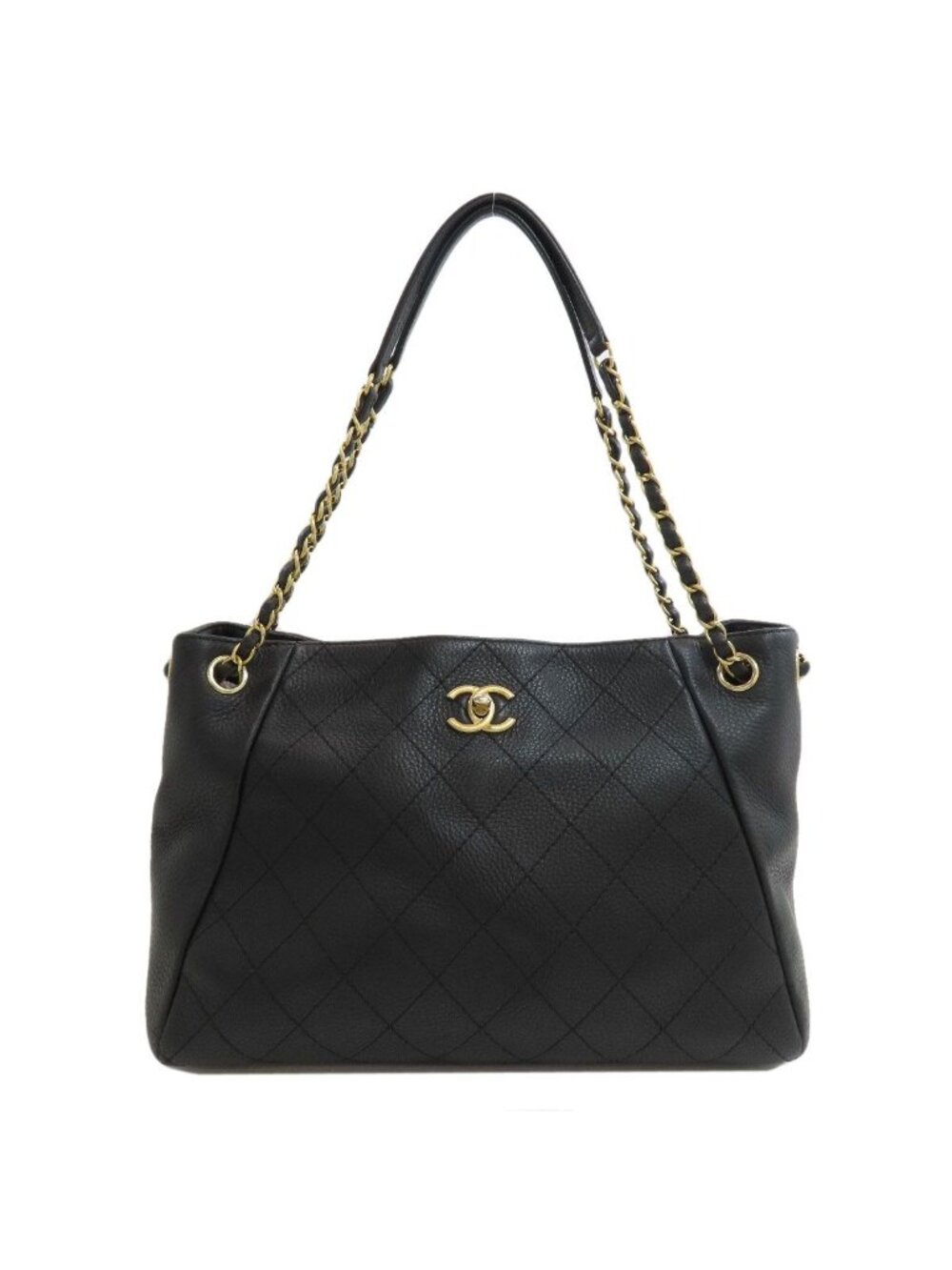 Chanel Quilted Chain Tote Bag Gold Calfskin